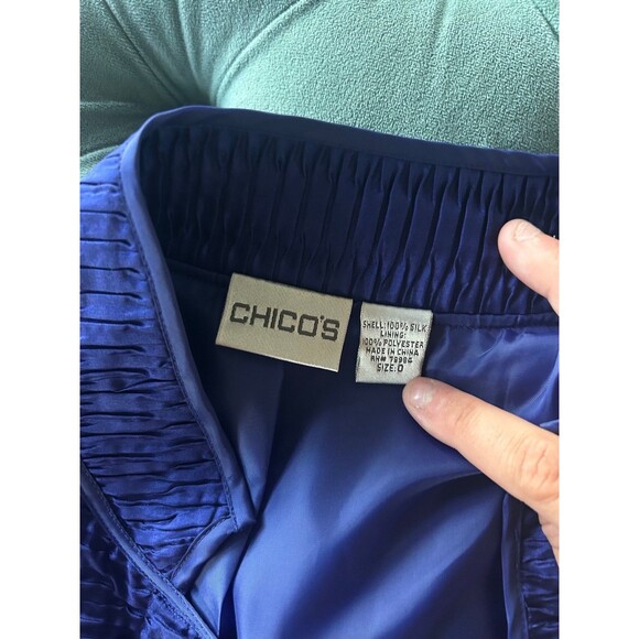 Chicos Womens 100% Silk Textured Jacket Size 0 US Blue Art to Wear Boho - Picture 7 of 7